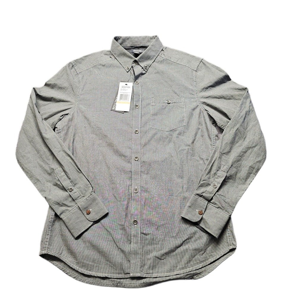 Kenneth Cole Reaction Mudra Shirt Mens SP Black White Micro Check Button Down